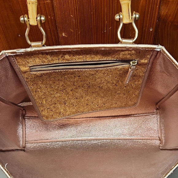 Lilly Pulitzer Tan and Cork Tote Bag with Rose Gold Lining - Picture 6 of 14